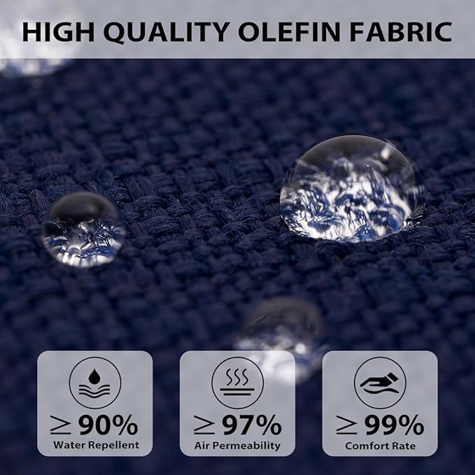 Sundale Outdoor Olefin Quilted Lounge Cushion Set of 2, Patio Foldable Chaise Lounger Cushion, Water-Resistant Lounge Chair Pad with Straps Navy Blue, 80 x 26 inches