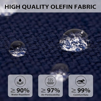 Sundale Outdoor Olefin Quilted Lounge Cushion Set of 2, Patio Foldable Chaise Lounger Cushion, Water-Resistant Lounge Chair Pad with Straps Navy Blue, 80 x 26 inches