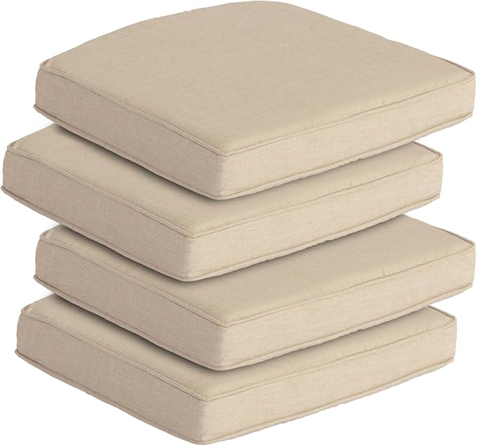 Goodgoods 20 x 20 Outdoor Chair Cushions Set of 4, 1000+ Hours Fade-Resistant & Water-Resistant Furniture Chair Cushions with 30D High-Resilience Foam for Dining Room, Patio Chair, Putty