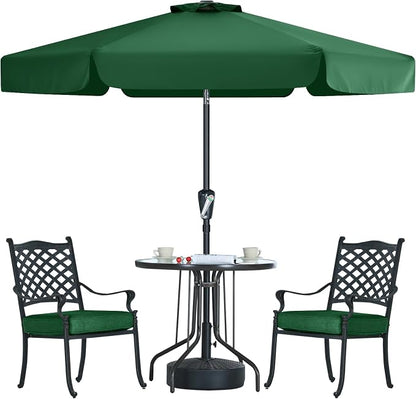 MASTERCANOPY 7.5ft Patio Umbrella with Valance, Crank & Tilt, Forest Green | 6 ribs, UV/fade-resist, waterproof, vent, for garden/deck/yard/pool