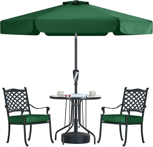 MASTERCANOPY 7.5ft Patio Umbrella with Valance, Crank & Tilt, Forest Green | 6 ribs, UV/fade-resist, waterproof, vent, for garden/deck/yard/pool
