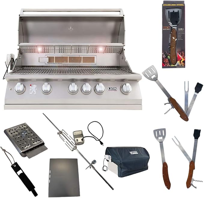 Lion Premium Grills 40-Inch Natural Gas Grill L90000 with Exclusive Best of Backyard Gourmet Package