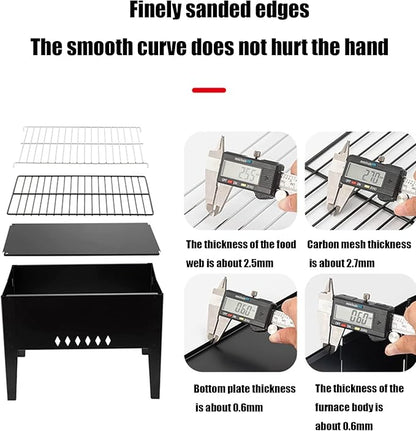 Foldable and Portable Folding Portable BBQ Charcoal Grill Outdoor Stainless Steel Cooking Beach Camping Picnic Heat Resistant
