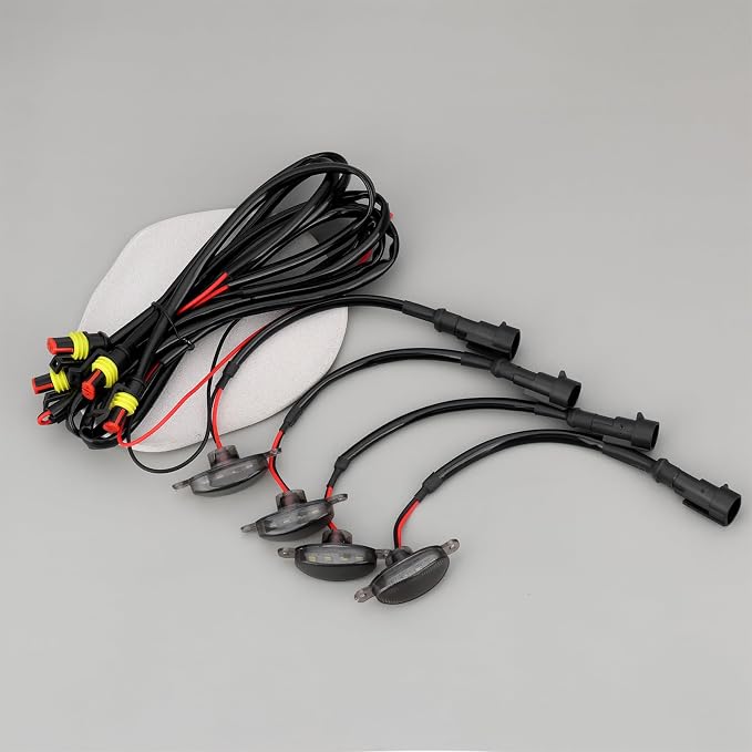 OTOTEC 1 Set Front Grille LED Lights White 4 Pods and Harness Compatible with Ford Transit Custom