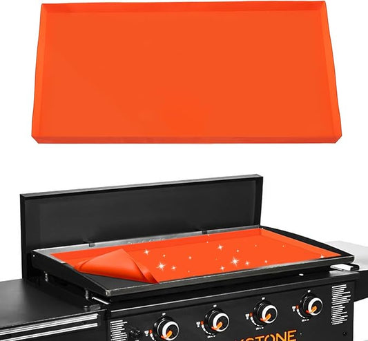 28'' Silicone Griddle Mat for Blackstone, Grade Griddle Cover for Heavy Duty Food, Full Protection from Dirt, Rust, Insects, and Leaves - All Season Use (Orange, 28 inch)