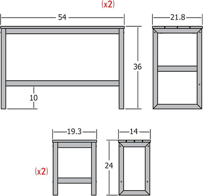 highwood Monroe 6-Piece Counter Height Modern Balcony Set, 2 Tables and 4 Stools, Weathered Acorn
