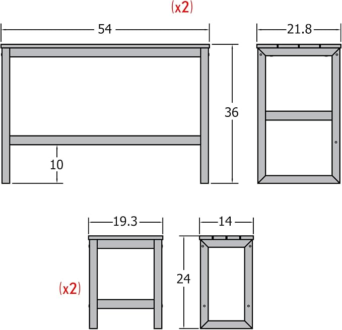 highwood Monroe 6-Piece Counter Height Modern Balcony Set, 2 Tables and 4 Stools, Coastal Teak
