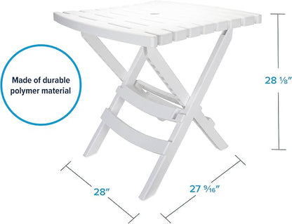 Camco Outdoor Table and Chair Set | Features Foldable Design for Compact RV Storage and Organization | Great for Camping, Events, Patios, and More | No-Tool Assembly | 3-Piece, White (51640)
