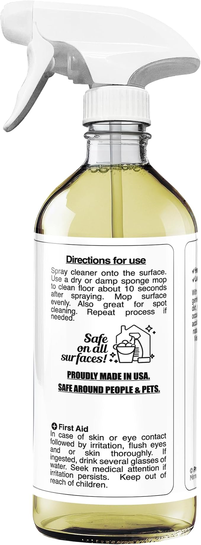 Wood Floor Cleaner 16 oz - Floor Cleaning Spray Great for Various Floor Types Like Tile, Linoleum, Vinyl, Laminate Flooring & Hardwood - Surface Cleaner for Floors, Stain, Dirt & Grime