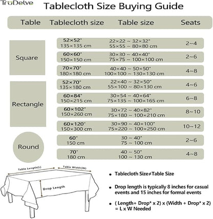 TruDelve Green Cloth Tablecloths for 6 Foot Rectangle Tables Rustic Cotton Fabric Tablecloth for Kitchen Dining Table Cover(Green,98"x52",Rectangular)