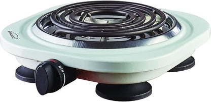 Electric 1000W Single Burner, Adjustable Temperature Control Hot Plate with Power Indicator Light, Compact and Portable White Countertop Stove for Cooking and Warming