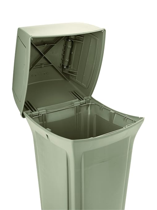 Rubbermaid Commercial Products Ranger Outdoor Trash Can with Lid and Doors, 45-Gallon, Black Plastic, Outdoor Garbage Can/Wastebasket for Parks/Shopping Malls/Festivals/Stadiums