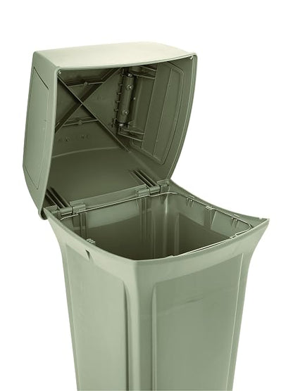 Rubbermaid Commercial Products Ranger Outdoor Trash Can with Lid and Doors, 45-Gallon, Black Plastic, Outdoor Garbage Can/Wastebasket for Parks/Shopping Malls/Festivals/Stadiums
