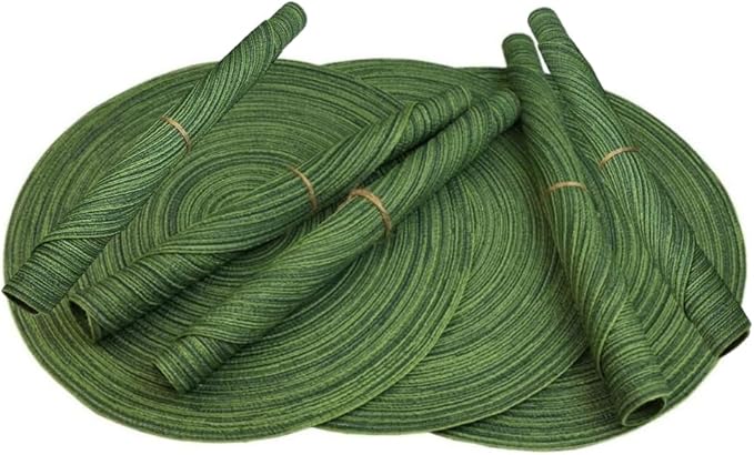 Red-A, Placemats, Round Placemats for Dining Table Set of 8 Woven Heat Resistant Non-Slip Kitchen Table Mats Diameter 14 Inch(Hunter Green)