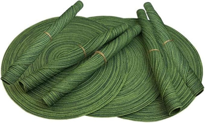 Red-A, Placemats, Round Placemats for Dining Table Set of 8 Woven Heat Resistant Non-Slip Kitchen Table Mats Diameter 14 Inch(Hunter Green)