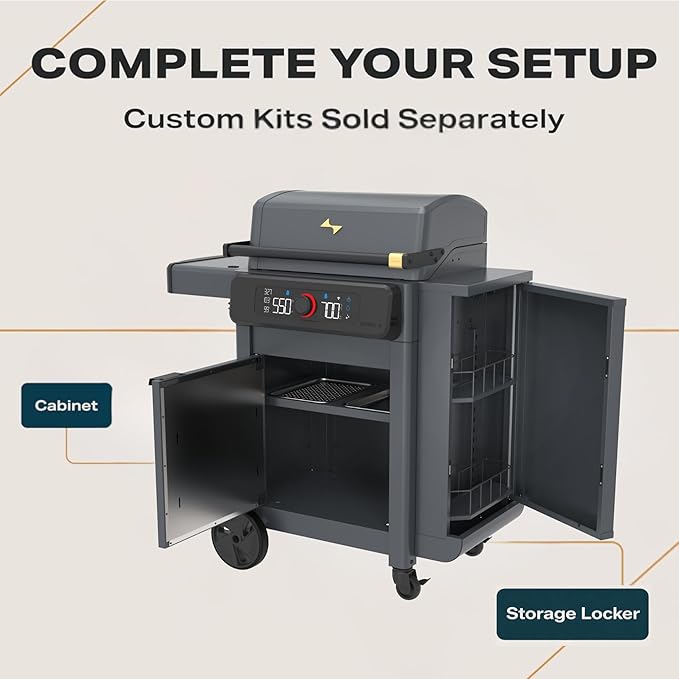 Current® Model G+ Dual Zone Electric Grill, Smart Electric Outdoor Grill with 200-700°F Range for Searing & Roasting, Independent Heat Zones, Apartment-Friendly & Weather-Resistant, Slate