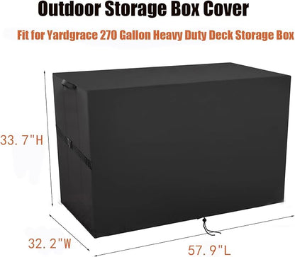 Outdoor Storage Box Cover for Yardgrace 270 Gallon Deck Box | Heavy Duty Waterproof Resin Storage Bin Cover Universal Fit Deck Box Covers-57.9"L x 32.2"W x 33.7"H