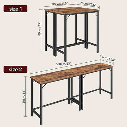 MAHANCRIS Narrow Bar Table, 63-Inch Pub Table for Dining Room, Counter Bar Tables with Sturdy Metal Frame, Connectable Bar Table, Multifunctional Console Table, Rustic Brown BTHR1601