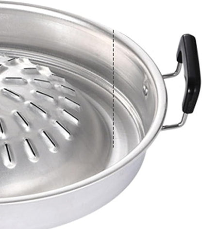 Semme Multifunctional Steak Grill Charcoal Pan 35cm Aluminum BBQ Grill Hot Pot for Family Gatherings Outdoor Picnics (Large)