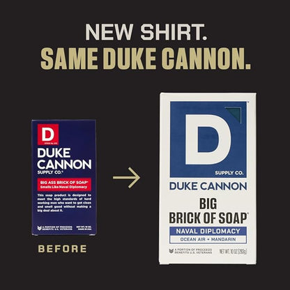 Duke Cannon Naval Diplomacy Big Brick of Soap + Tactical Soap on a Rope Pouch – For Men, Natural Ingredients, Long-Lasting, Fresh Masculine Scent, 10 oz.
