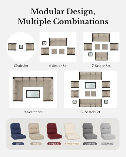 HILLGA Oversized Loveseat, Outdoor Sofa with High Back and 6-Inch Cushions | Patio Couch, Wicker Sofa, Outdoor Seating, Porch Furniture, Deck Couch, Luxury Furniture, Poolside Yard (Burgundy)