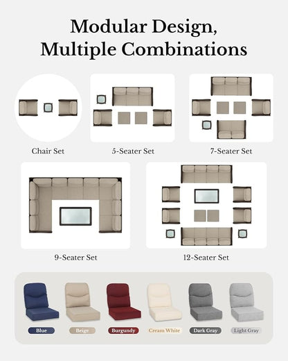 HILLGA Oversized Loveseat, Outdoor Sofa with High Back and 6-Inch Cushions | Patio Couch, Wicker Sofa, Outdoor Seating, Porch Furniture, Deck Couch, Luxury Furniture, Poolside Yard (Blue)