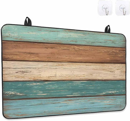 Stove Top Covers for Electric Stove 24x21 Inches,Turquoise Brown Retro HeatResistant Glass Cooktop Protector,Vintage Farmhouse Wood Grain Ceramic Stovetop Countertop Covers Mat,Distressed Oven Cover