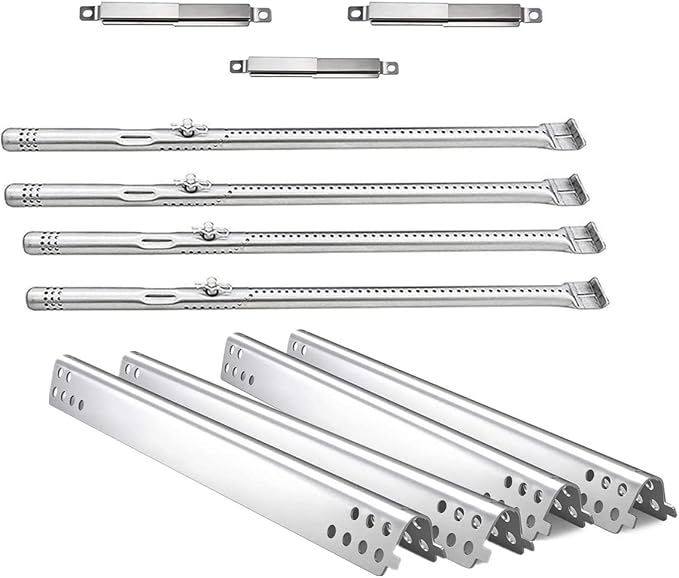 Grill Parts Kit for Char-Broil Performance 4 Burner, Stainless Steel | 4 Burners + 4 Heat Plates + 3 Crossover Tubes, Fits Char-Broil Performance 4 Burner 463347017, 463375919, Rust-proof