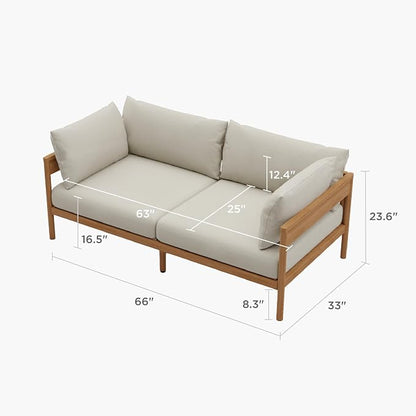 Acanva Vento Outdoor Patio Furniture Set, Loveseat | All-Weather Aluminium Frame, Water-Resistant Olefin Cushions, Patio Conversation Sets for Backyard, Garden, Porch