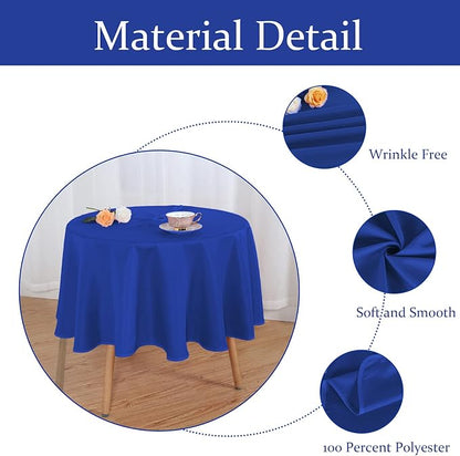 Fitable Outdoor and Indoor Tablecloth, Blue, 70 Inch Round | Washable Waterproof Wrinkle Free Table Cover, Zipper and Umbrella Hole, For Spring Summer Party Picnic Camping Patio