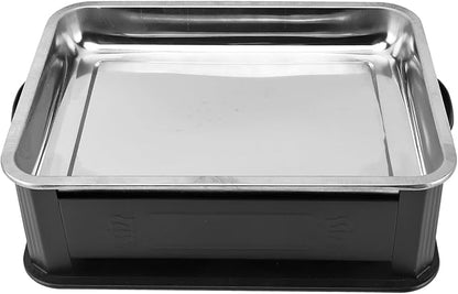 Fish Charcoal Alcohol Stove Stainless Steel Rectangular Grill for Commercial Use 2.2‑4.4lb Fish Pan for Home (Closed Black)