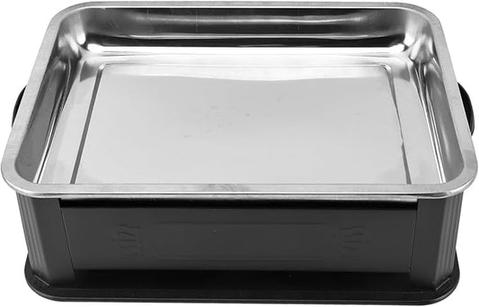 Fish Charcoal Alcohol Stove Stainless Steel Rectangular Grill for Commercial Use 2.2‑4.4lb Fish Pan for Home (Closed Black)