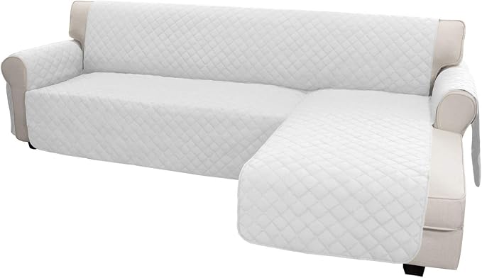 Easy-Going Reversible L-Shape Sectional Couch Cover, X-Large, White/White | Soft Sofa Slipcover For Dogs, Fits Left/Right Chaise Lounge Protector, Water Resistant Mat For Living Room
