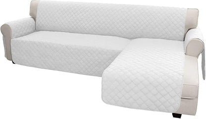 Easy-Going Reversible L-Shape Sectional Couch Cover, Small, White/White | Soft Sofa Slipcover For Dogs, Fits Left/Right Chaise Lounge Protector, Water Resistant Mat For Living Room