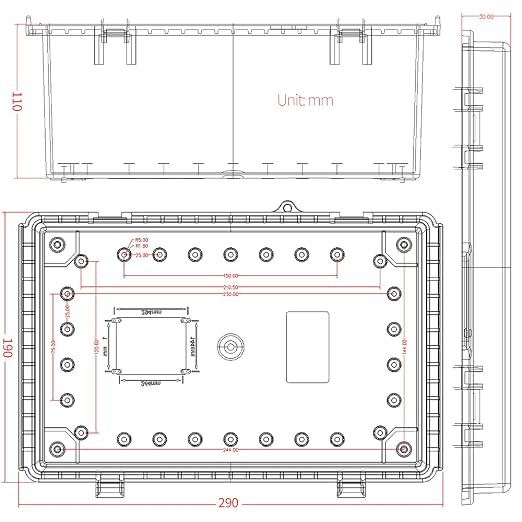 Clear Hinged Cover Stainless Steel Latch, IP67 Waterproof Electrical Weatherproof Junction Box, PVC Plastic Grey Case 11.4×7.5×5.5 inch（290×190×140mm）