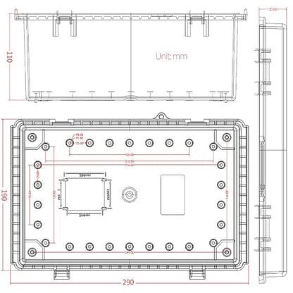 Clear Hinged Cover Stainless Steel Latch, IP67 Waterproof Electrical Weatherproof Junction Box, PVC Plastic Grey Case 11.4×7.5×5.5 inch（290×190×140mm）