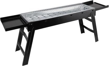 Fdit Charcoal Grill, Portable Stainless Steel Folding NonTipping BBQ Grill for Outdoor Cooking