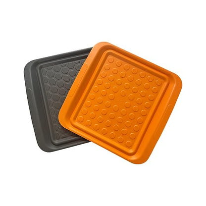 Outset Grill Prep Trays, Set of 2 Small Trays, 10.5" x 10.5", Orange and Black