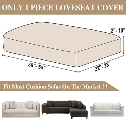 LA MEACK Couch Cushion Cover Loveseat Cover or 2 Seat Sofa Cover Washable Stretch Sectional Sofa Slipcover(1 Piece for Loveseat or Sofa 2-Seater, Natural)