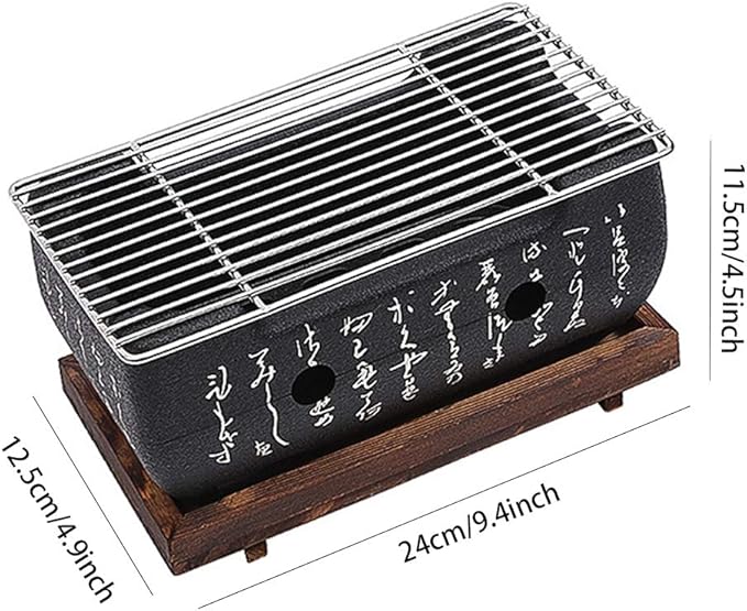 ‌Japanese Style BBQ Grill - Japanese Charcoal Grill, Portable Charcoal Stove & Grill Plate Compact for Camping Picnic Beach Barbecue Tools Accessories