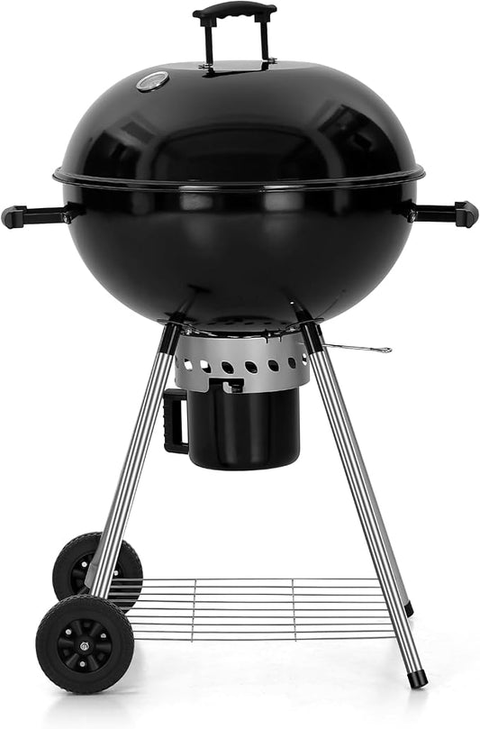 Captiva Designs 22-inch Kettle Charcoal BBQ Grill with Enameled Lid and Firebowl, Extra Thick Chromplated Grate & Slid-out Ash Catcher, Barbecue Grill Outdoor Cooking, Picnic, Patio, Backyard