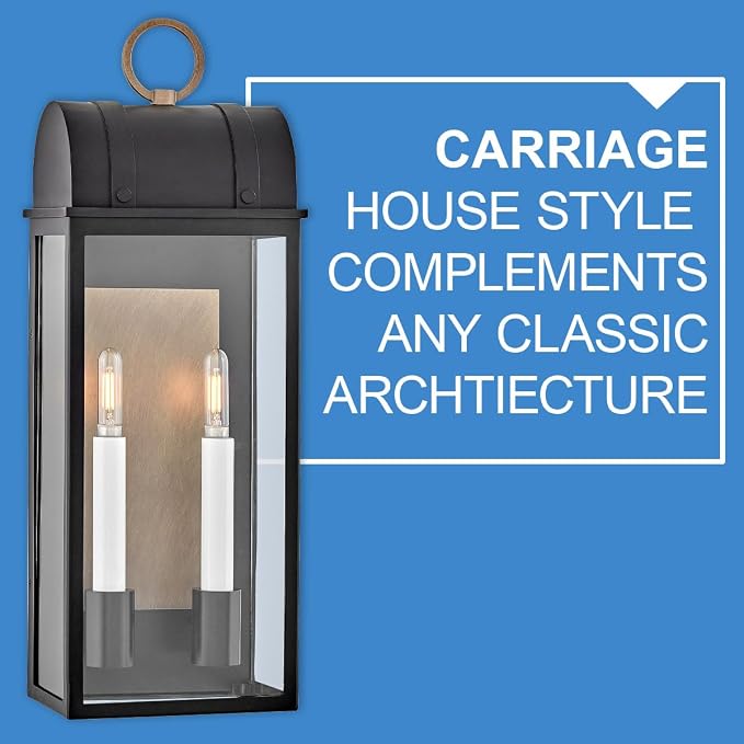 Hinkley Campbell Medium Outdoor Wall Mount Lantern, Black/Burnished Bronze