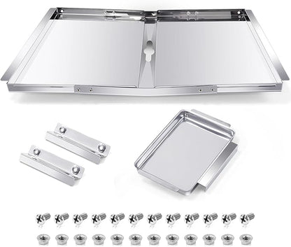 Hiorucet Grease Tray with Catch Pan for Charbroil, Nexgrill, Dyna Glo, Kenmore, BHG, Expert, Backyard, Uniflame, Members Mark, Monument Grill Replacement Parts, Adjustable 30''-36'' Gas Grill Drip Pan