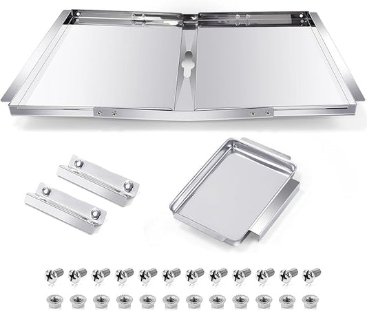 Hiorucet Grease Tray with Catch Pan for Charbroil, Nexgrill, Dyna Glo, Kenmore, BHG, Expert, Backyard, Uniflame, Members Mark, Monument Grill Replacement Parts, Adjustable 30''-36'' Gas Grill Drip Pan