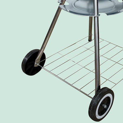 Foldable Bbq Stainless Steel Grill Kettle Charcoal Grill, 22Inch, Portable Heavy Duty Round with Thickened Grilling Bowl with Wheels, Barbecue Outdoor Cooking, Picnic, Backyard