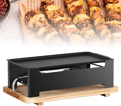 Portable Charcoal Grill with Anti-scalding Base, Camping Campfire Grill Box Non Stick, Foor Outdoor Cooking, Bonfire, Patio, Backyard (black)