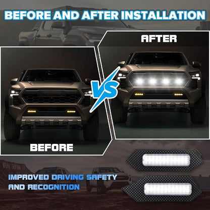 4PCS Grill Light Fit for Tacoma TRD Sport/Off-Road/Prerunner 2024-2026 | with Fuse Adaptor, with 4-in-1 Wire Harness, LED Grille Light Bar Tacoma 4th Gen, Amber