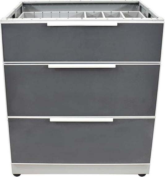 Blue Sky Outdoor Living ,OKC3024GDR3DG, 3-Drawer Outdoor Kitchen Cabinet – Heavy-Duty Storage – Weather-Resistant Modular Base for Patios and BBQ Islands – Slate Gray
