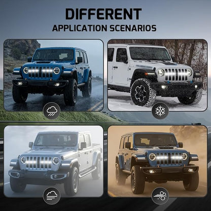 6PCS Grill Lights Fit for Jeep Wrangler 2018-2023, Front Bumper Grille Light Daytime Running Light LED Running Marker Lamp Accessories (White)