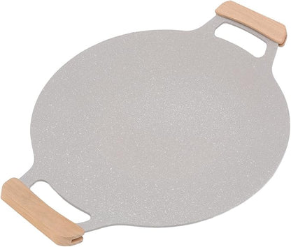 Diydeg Korean BBQ Grill Pan, Nonstick Stovetop Griddle, Aluminum Round, Silver, 30cm/11.8in